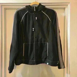 Fuda Womens Long Sleeve Hoodie Activewear Zippered Jacket Black Size XL